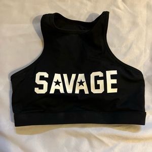 Savage barbell high neck sports bra
